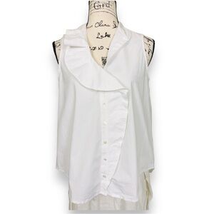 Antonelli White Ruffle Neck Blouse